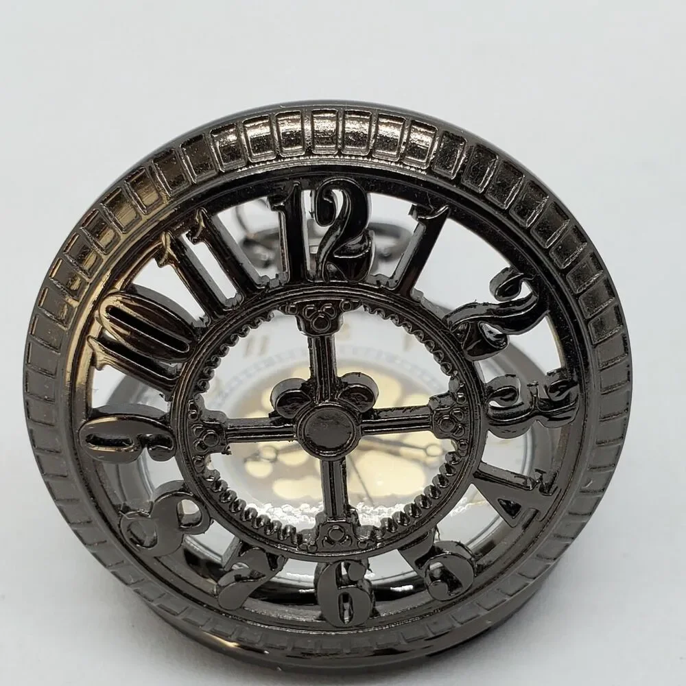 Men's 45MM‎ Dark Brown Case White Gold Dial Pocket Watch New Battery